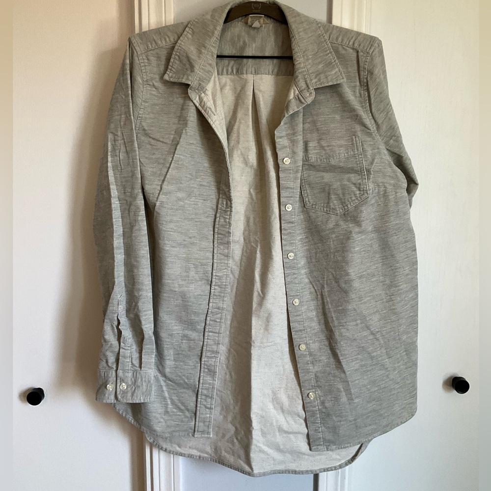 Corduroy stretch long shirt in heather gray color